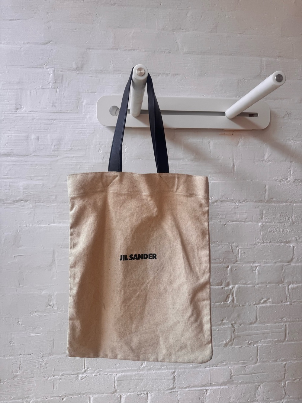 Jil Sander Natural Canvas Tote with Black Straps